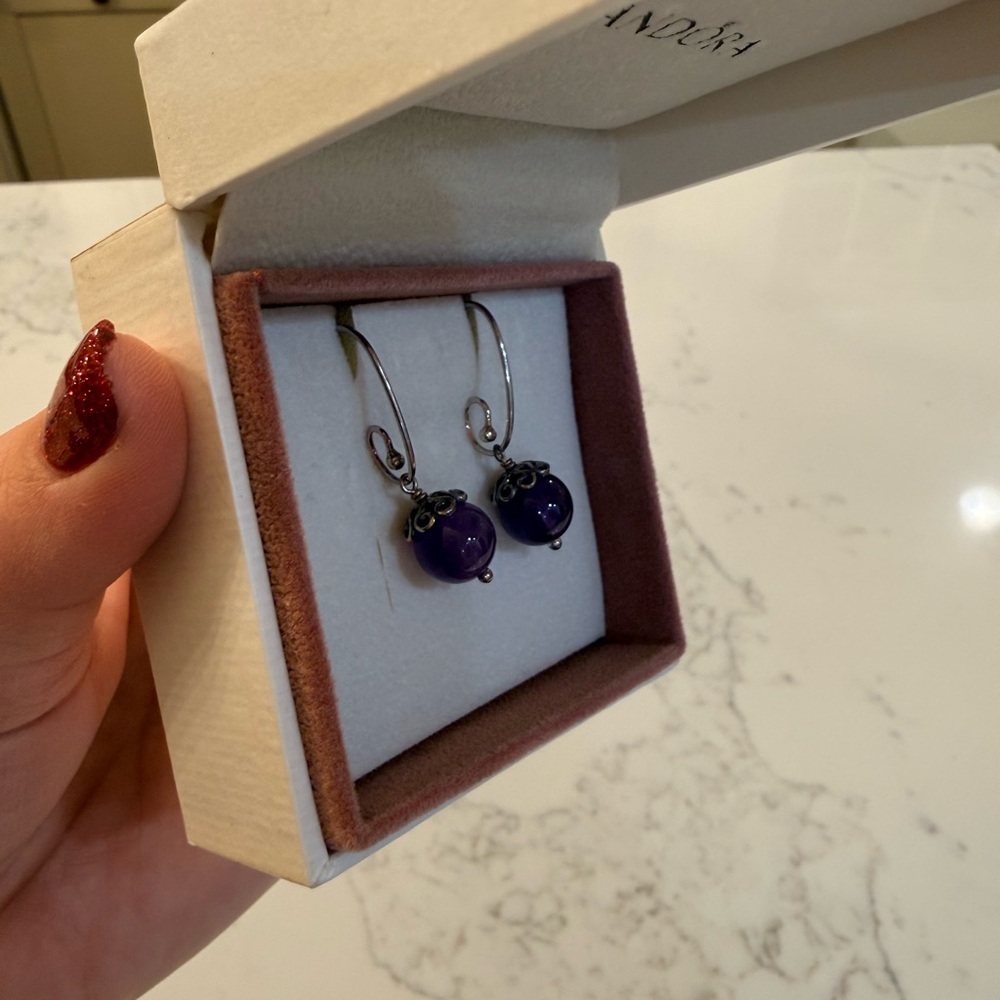 Pandora Amethyst Drop Earrings - Picture 2 of 2